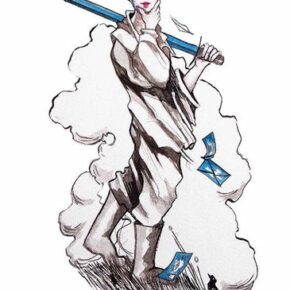 Магия Пограничных миров Linestrider Tarot. Транзиты, Паж Мечей